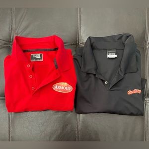 2 Lot Nike Golf Dri-Fit Tour Performance Black & New Era Red Polo Shirts 2XL